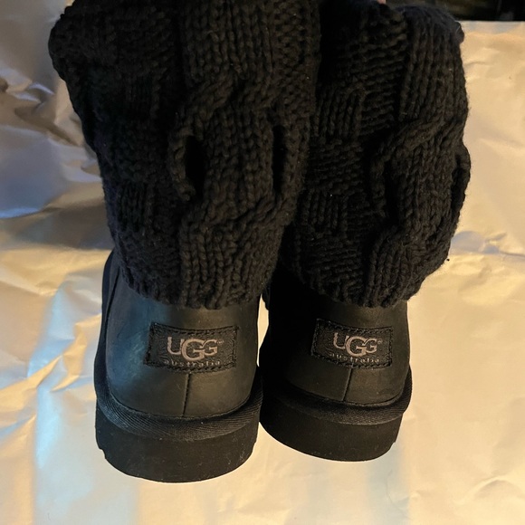 Ugg Cassidy Black New W Tags Knit Cuff Leather Uppers waterproof